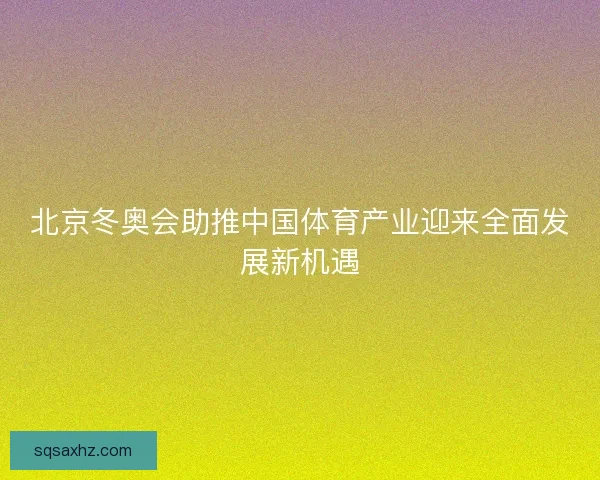北京冬奥会助推中国体育产业迎来全面发展新机遇